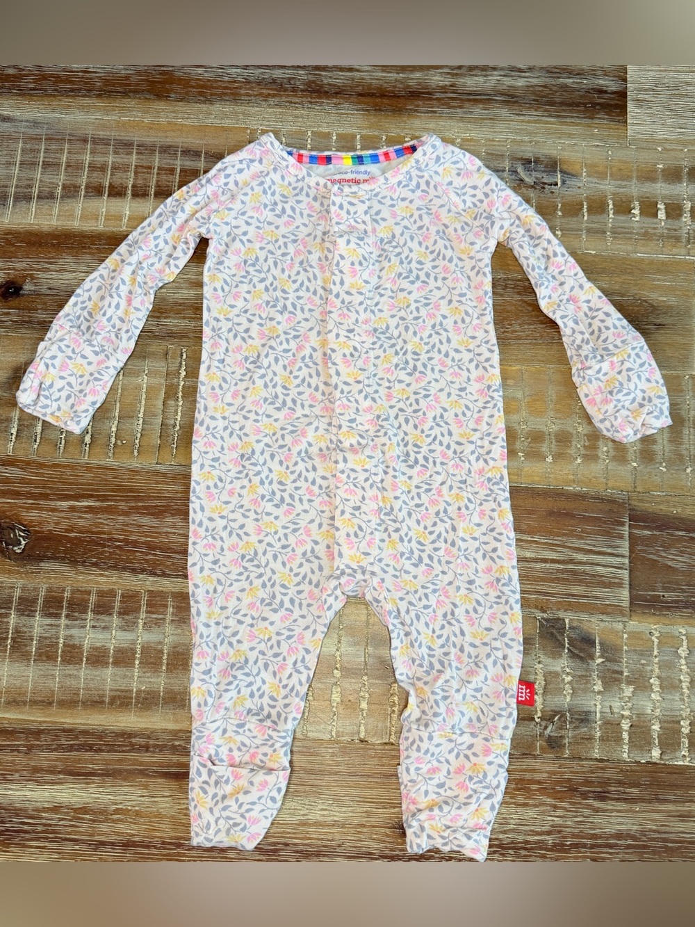 Magnetic Me Bamboo Floral Pajama Footie 0-3m